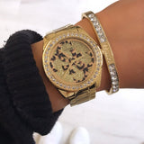 Buy Shop Guess G Twist Diamonds Gold Dial Gold Steel Strap Watch For Women - W1201L2 USA Online