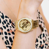 Buy Shop Guess G Twist Diamonds Gold Dial Gold Steel Strap Watch For Women - W1201L2 USA Online