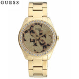 Buy Shop Guess G Twist Diamonds Gold Dial Gold Steel Strap Watch For Women - W1201L2 USA Online