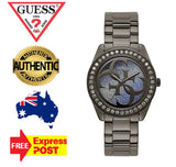 Buy Shop Guess G Twist Diamonds Purple Dial Black Steel Strap Watch For Women - W1201L4 USA Online