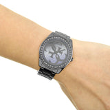 Buy Shop Guess G Twist Diamonds Purple Dial Black Steel Strap Watch For Women - W1201L4 USA Online