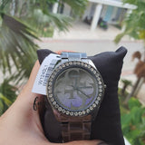 Buy Shop Guess G Twist Diamonds Purple Dial Black Steel Strap Watch For Women - W1201L4 USA Online