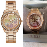 Buy Shop Guess G Twist Diamonds Rose Gold Dial Rose Gold Steel Strap Watch For Women - W1201L3 USA Online