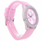 Buy Shop Guess G-Twist Diamonds Silver Dial Pink Rubber Strap Watch for Women - W1240L1 USA Online