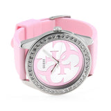 Buy Shop Guess G-Twist Diamonds Silver Dial Pink Rubber Strap Watch for Women - W1240L1 USA Online