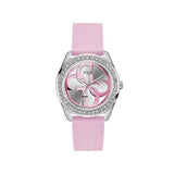 Buy Shop Guess G-Twist Diamonds Silver Dial Pink Rubber Strap Watch for Women - W1240L1 USA Online