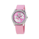 Buy Shop Guess G-Twist Diamonds Silver Dial Pink Rubber Strap Watch for Women - W1240L1 USA Online
