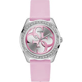 Buy Shop Guess G-Twist Diamonds Silver Dial Pink Rubber Strap Watch for Women - W1240L1 USA Online