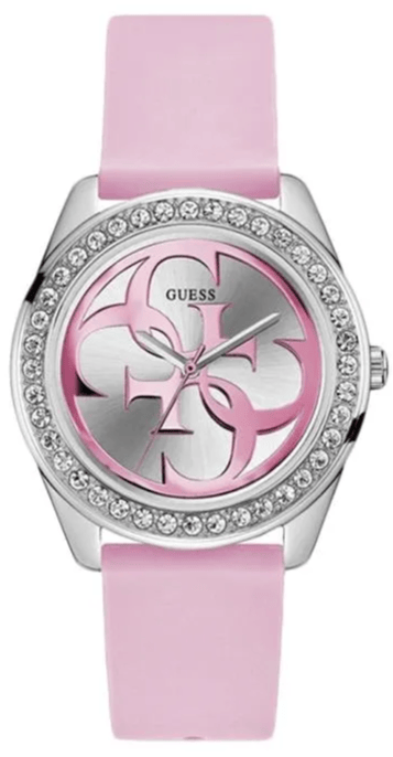 Buy Shop Guess G-Twist Diamonds Silver Dial Pink Rubber Strap Watch for Women - W1240L1 USA Online