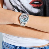 Buy Shop Guess G Twist Diamonds Silver Dial Silver Steel Strap Watch For Women - W1201L1 USA Online