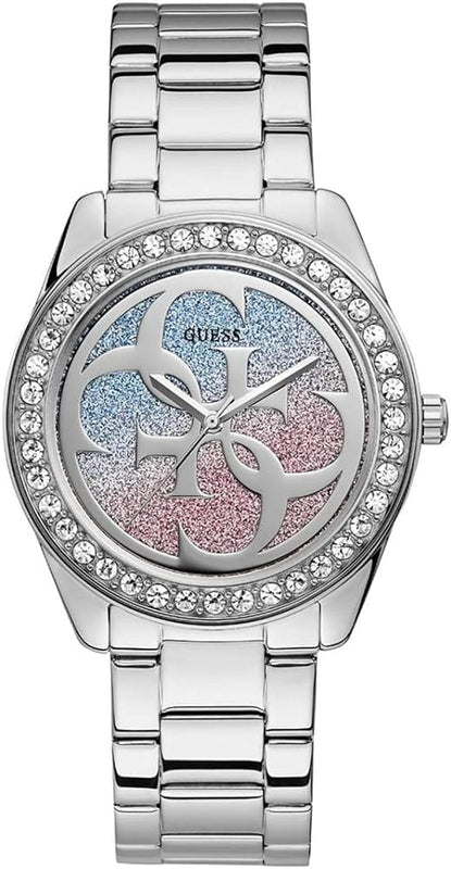 Buy Shop Guess G Twist Diamonds Silver Dial Silver Steel Strap Watch For Women - W1201L1 USA Online
