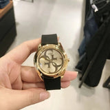 Buy Shop Guess G Twist Gold Dial Black Leather Strap Watch for Women - W0911L3 USA Online