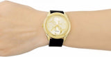 Buy Shop Guess G Twist Gold Dial Black Leather Strap Watch for Women - W0911L3 USA Online