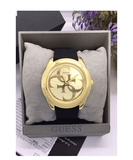 Buy Shop Guess G Twist Gold Dial Black Leather Strap Watch for Women - W0911L3 USA Online
