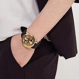 Buy Shop Guess G Twist Gold Dial Black Leather Strap Watch for Women - W0911L3 USA Online
