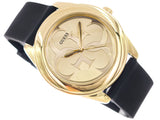 Buy Shop Guess G Twist Gold Dial Black Leather Strap Watch for Women - W0911L3 USA Online