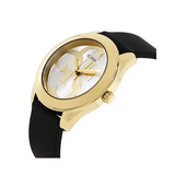 Buy Shop Guess G Twist Gold Dial Black Leather Strap Watch for Women - W0911L3 USA Online