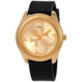 Buy Shop Guess G Twist Gold Dial Black Leather Strap Watch for Women - W0911L3 USA Online