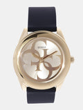 Buy Shop Guess G Twist Gold Dial Black Leather Strap Watch for Women - W0911L3 USA Online