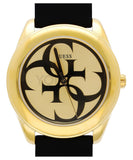 Buy Shop Guess G Twist Gold Dial Black Leather Strap Watch for Women - W0911L3 USA Online