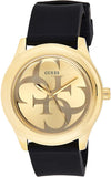 Buy Shop Guess G Twist Gold Dial Black Leather Strap Watch for Women - W0911L3 USA Online