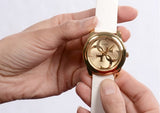 Buy Shop Guess G-Twist Gold Dial White Rubber Strap Watch for Women - W0911L7 USA Online