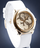 Buy Shop Guess G-Twist Gold Dial White Rubber Strap Watch for Women - W0911L7 USA Online