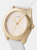 Buy Shop Guess G-Twist Gold Dial White Rubber Strap Watch for Women - W0911L7 USA Online