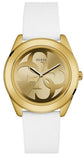 Buy Shop Guess G-Twist Gold Dial White Rubber Strap Watch for Women - W0911L7 USA Online