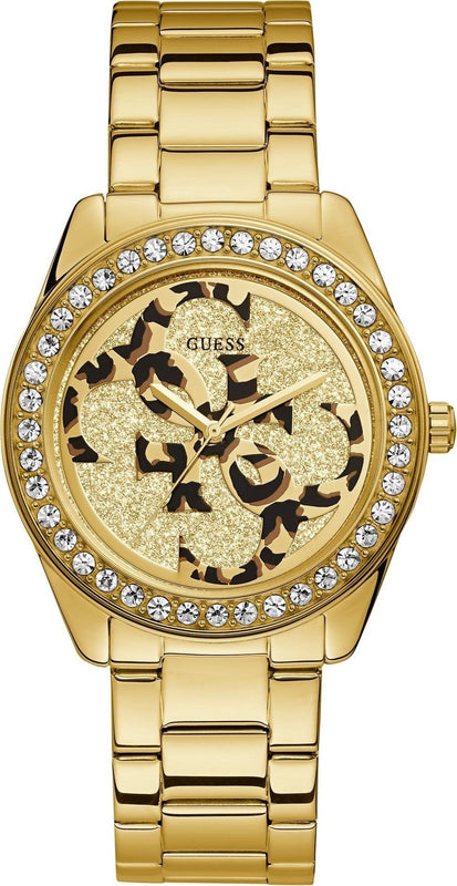 Buy Shop Guess G Twist Diamonds Gold Dial Gold Steel Strap Watch For Women - W1201L2 USA Online
