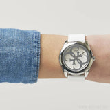 Buy Shop Guess G Twist Quartz White Dial White Silicone Strap Watch For Women - W0911L1 USA Online