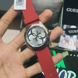 Buy Shop Guess G-Twist Silver Dial Red Rubber Strap Watch for Women - W0911L9 USA Online