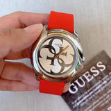 Buy Shop Guess G-Twist Silver Dial Red Rubber Strap Watch for Women - W0911L9 USA Online