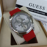 Buy Shop Guess G-Twist Silver Dial Red Rubber Strap Watch for Women - W0911L9 USA Online