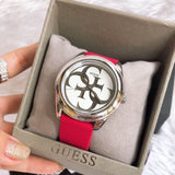 Buy Shop Guess G-Twist Silver Dial Red Rubber Strap Watch for Women - W0911L9 USA Online
