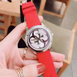 Buy Shop Guess G-Twist Silver Dial Red Rubber Strap Watch for Women - W0911L9 USA Online