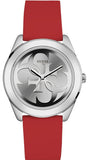 Buy Shop Guess G-Twist Silver Dial Red Rubber Strap Watch for Women - W0911L9 USA Online