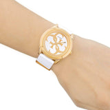 Buy Shop Guess G Twist White & Gold Dial White Silicone Strap Watch For Women - W0911L5 USA Online