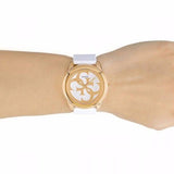Buy Shop Guess G Twist White & Gold Dial White Silicone Strap Watch For Women - W0911L5 USA Online