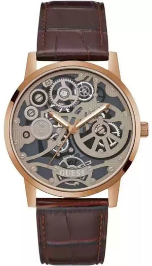 Buy Shop Guess Gadget Brown Dial Brown Leather Strap Watch for Men - GW0570G2 USA Online
