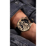 Buy Shop Guess Gadget Gold Dial Black Leather Strap Watch for Men - GW0570G1 USA Online