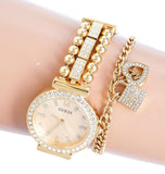 Buy Shop Guess Gala Diamonds Gold Dial Gold Steel Strap Watch for Women - GW0401L2 USA Online
