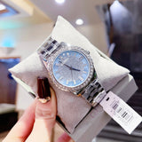 Buy Shop Guess Glitter Burst Diamonds Blue Dial Silver Steel Strap Watch for Women - GW0405L1 USA Online