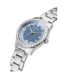 Buy Shop Guess Glitter Burst Diamonds Blue Dial Silver Steel Strap Watch for Women - GW0405L1 USA Online