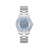 Buy Shop Guess Glitter Burst Diamonds Blue Dial Silver Steel Strap Watch for Women - GW0405L1 USA Online