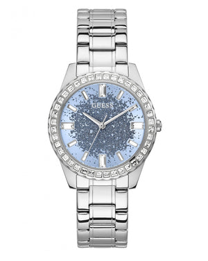 Buy Shop Guess Glitter Burst Diamonds Blue Dial Silver Steel Strap Watch for Women - GW0405L1 USA Online