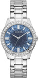 Buy Shop Guess Glitter Burst Diamonds Blue Dial Silver Steel Strap Watch for Women - GW0405L1 USA Online