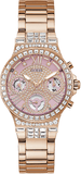 Buy Shop Guess Glitz Multi Function Diamonds Pink Dial Rose Gold Steel Strap Watch for Women - GW0320L6 USA Online
