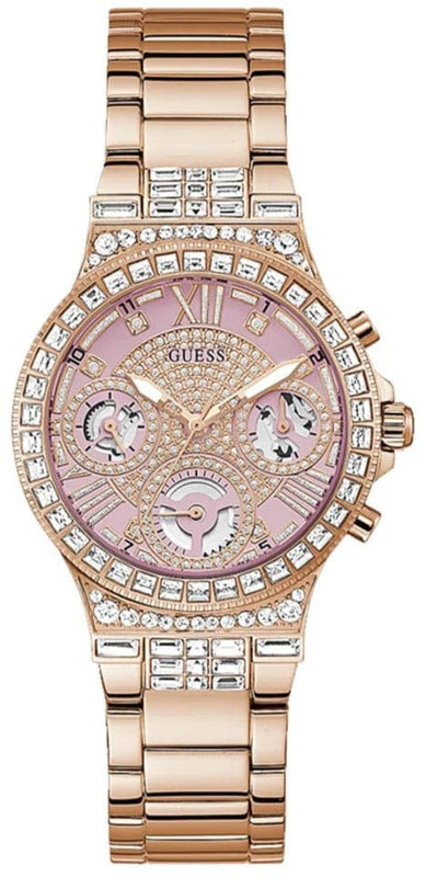 Buy Shop Guess Glitz Multi Function Diamonds Pink Dial Rose Gold Steel Strap Watch for Women - GW0320L6 USA Online