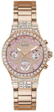 Buy Shop Guess Glitz Multi Function Diamonds Pink Dial Rose Gold Steel Strap Watch for Women - GW0320L6 USA Online